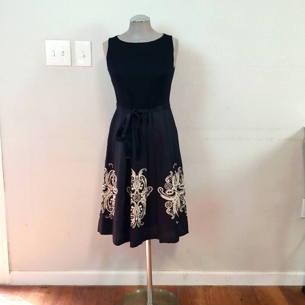 Chez Toi Black Women Sleevless Belted Sundress